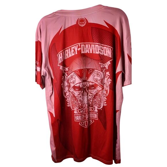 Men's Harley-Davidson Gray Burgundy Logo Tee Size XL 2 Sided Print Moto Biker - Picture 2 of 6